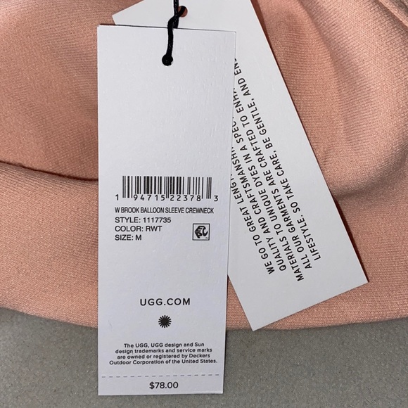 UGG BROOK BALLOON SLEEVE CREWNECK sweatshirt - blush pink medium - Picture 6 of 15